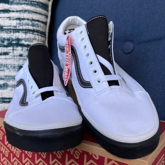 Vans Old Skool Color Block True White / Black MEN`S - Picture 8 of 16